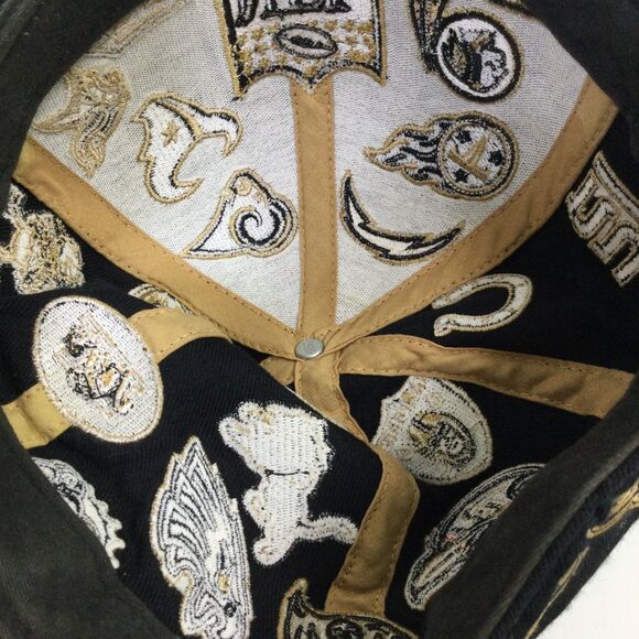 Reebok NFL All Over Team Logos Fitted Baseball Hat Black Gold Size 7 1/4 - Picture 14 of 16